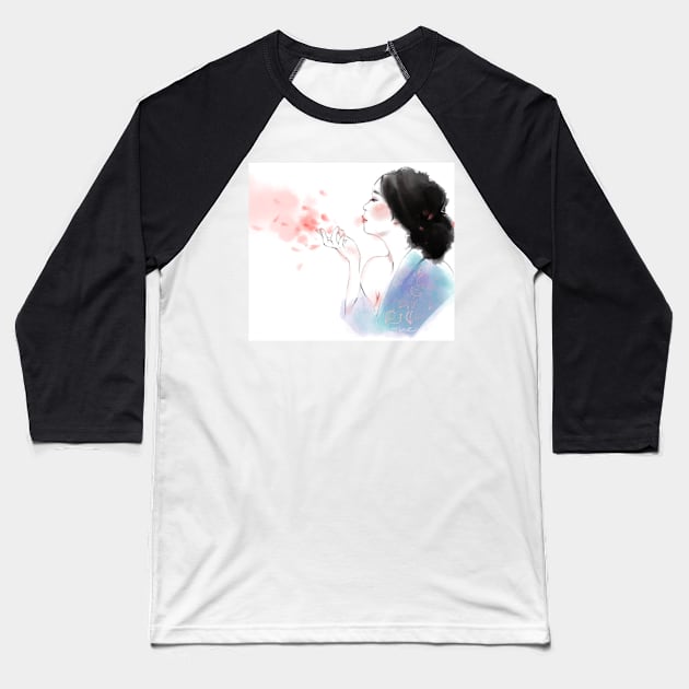 Cherry Blossom Baseball T-Shirt by christinechangart